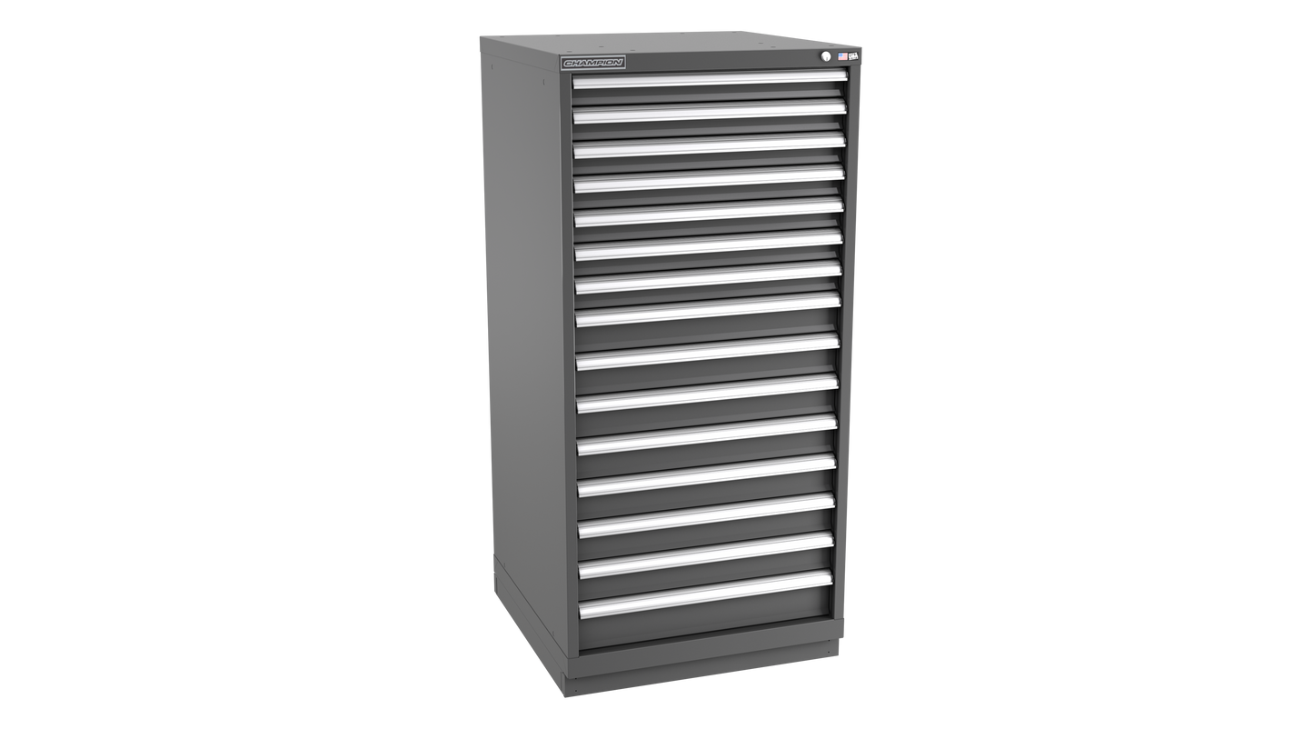 Champion Tool Storage SW2700-1501-ILC-FTB-DG 15-Drawer Standard Depth Modular Cabinet SW1501 | 28-1/4"W x 59-1/2"H x 28-1/2"D, Dark Gray