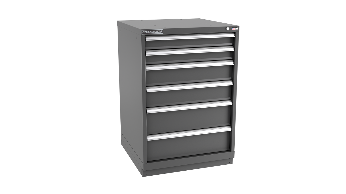 Champion Tool Storage SWS1800-0602-ILC-FTB-DG 6-Drawer Shallow Depth Modular Cabinet SWS0602 | 28-1/4"W x 41-3/4"H x 22-1/2"D, Dark Gray
