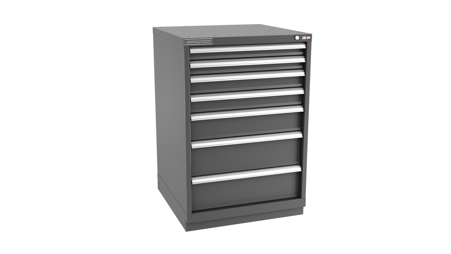Champion Tool Storage SWS1800-0701-ILC-FTB-DG 7-Drawer Shallow Depth Modular Cabinet SWS0701 | 28-1/4"W x 41-3/4"H x 22-1/2"D, Dark Gray
