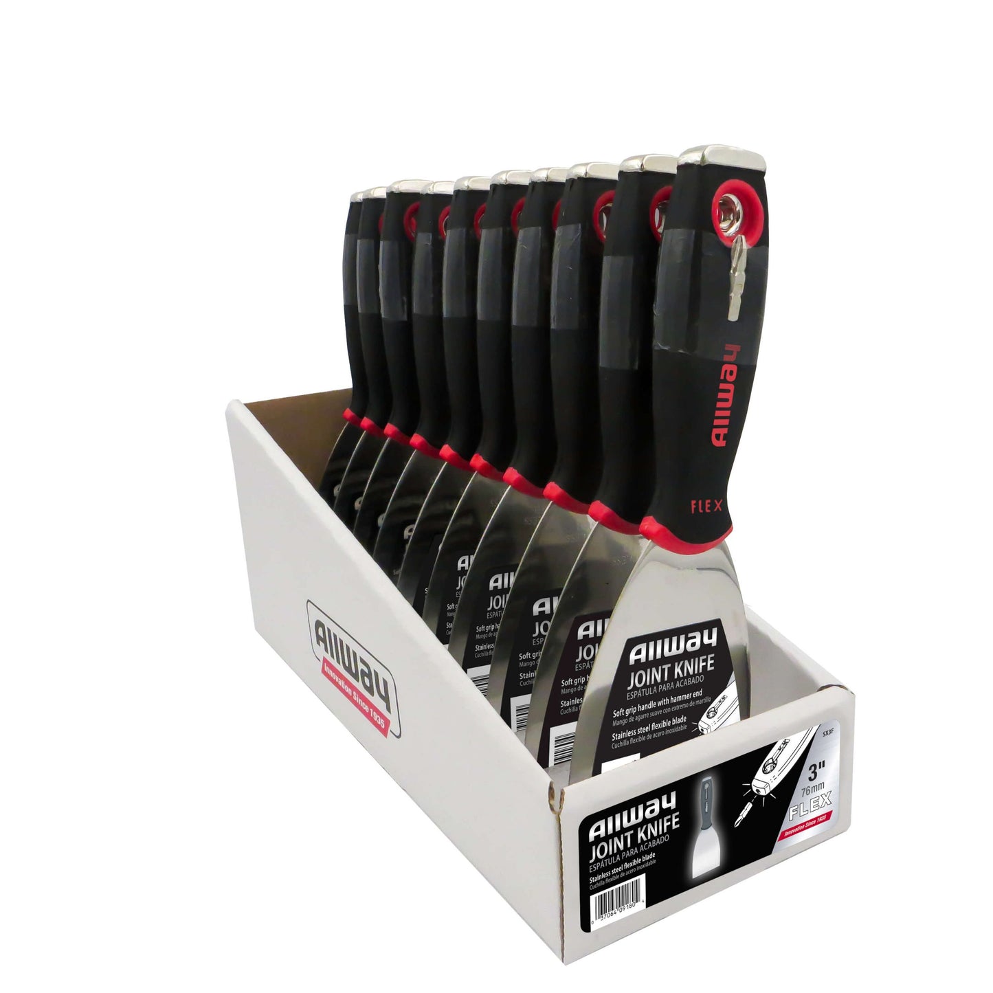 Allway SX3F-DSP Small Counter Top Display, 3″ Flex Soft Grip Wall Scraper 10 PC.