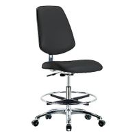 Blue Ridge Ergonomics ESD-VMBCH-CR-T1-A0-NF-EG-ESDBLK Vinyl ESD Chair - Medium Bench Height with Seat Tilt & ESD Stationary Glides in ESD Black Vinyl