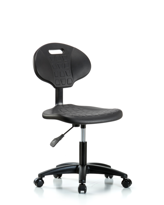 Blue Ridge Ergonomics TPDHCH-RG-A0-RC-BLK Erie Polyurethane Chair - Desk Height with Casters in Black Polyurethane