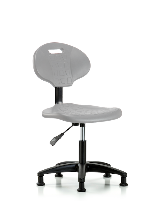 Blue Ridge Ergonomics TPDHCH-RG-A0-RG-GRY Erie Polyurethane Chair - Desk Height with Stationary Glides in Gray Polyurethane