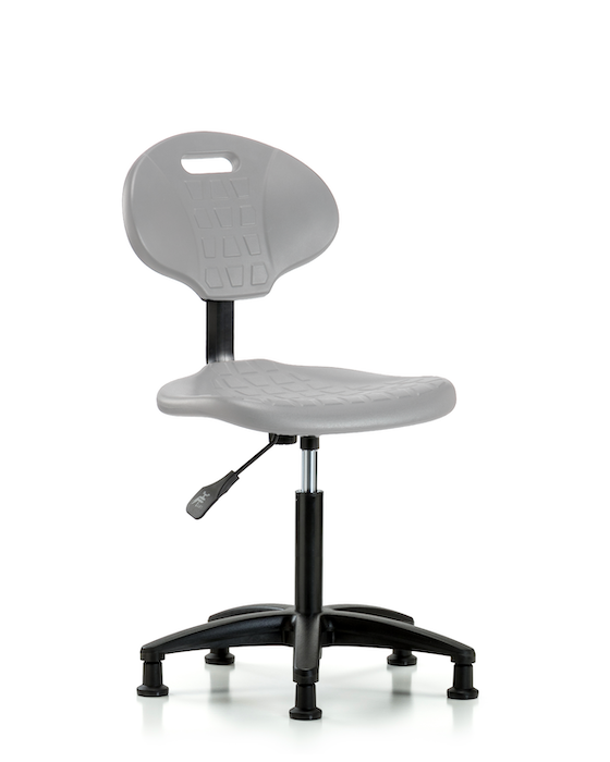 Blue Ridge Ergonomics TPMBCH-RG-A0-NF-RG-GRY Erie Polyurethane Chair - Medium Bench Height with Stationary Glides in Gray Polyurethane