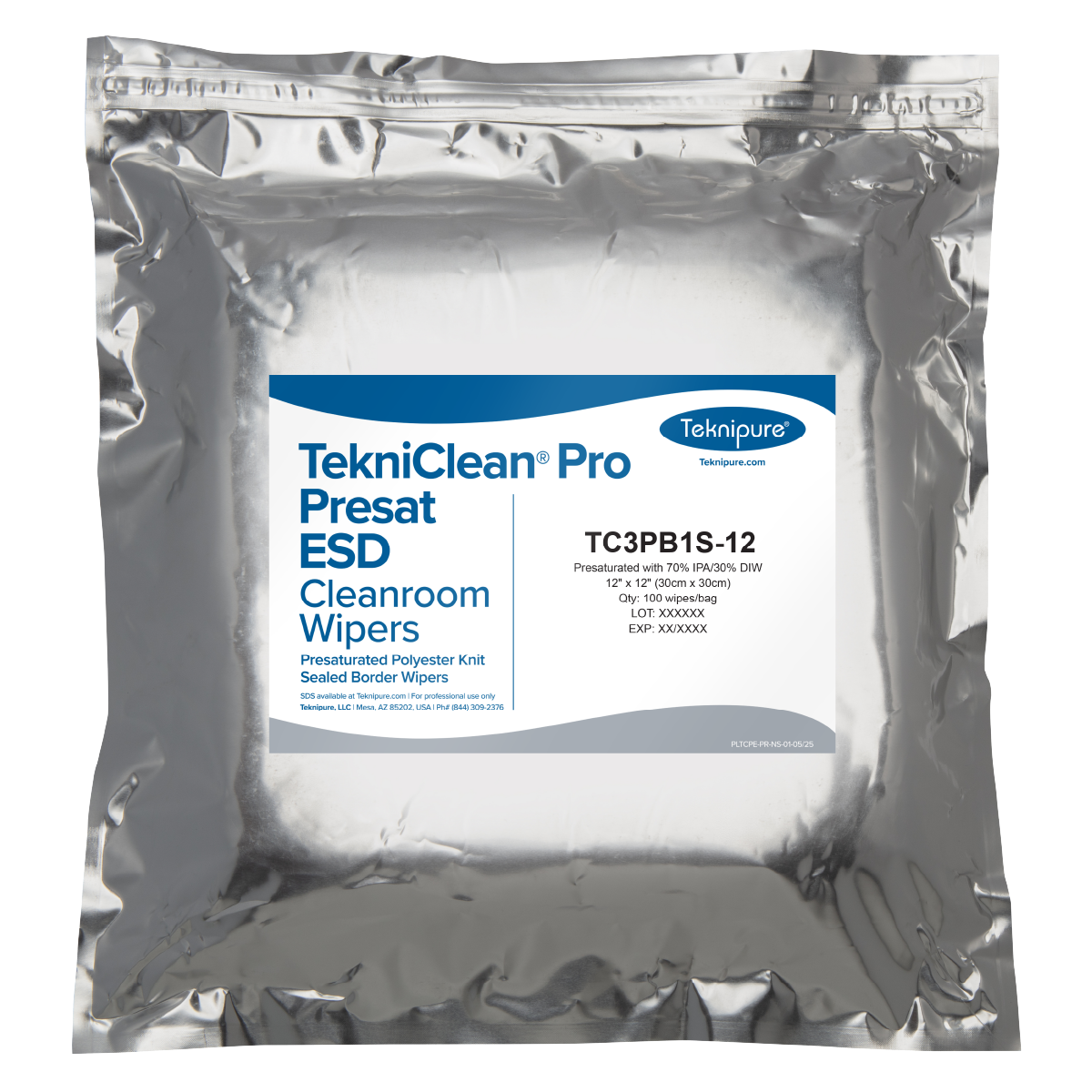 SOS Cleanroom TekniClean Pro ESD Polyester Knit Wiper, Sealed Border, 12?x 12? - Case