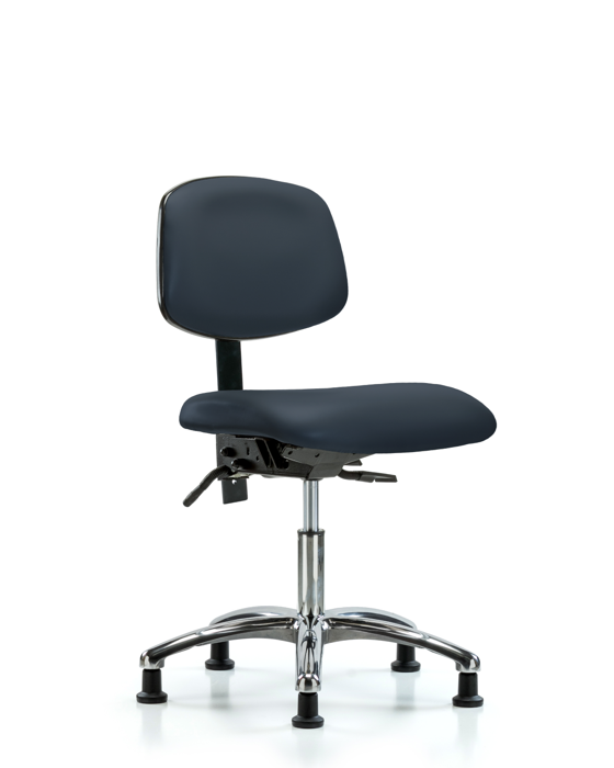 Blue Ridge Ergonomics VDHCH-CR-T0-A0-RG-8582 Rutledge Vinyl Chair Chrome - Desk Height with Stationary Glides in Imperial Blue Trailblazer™ Vinyl