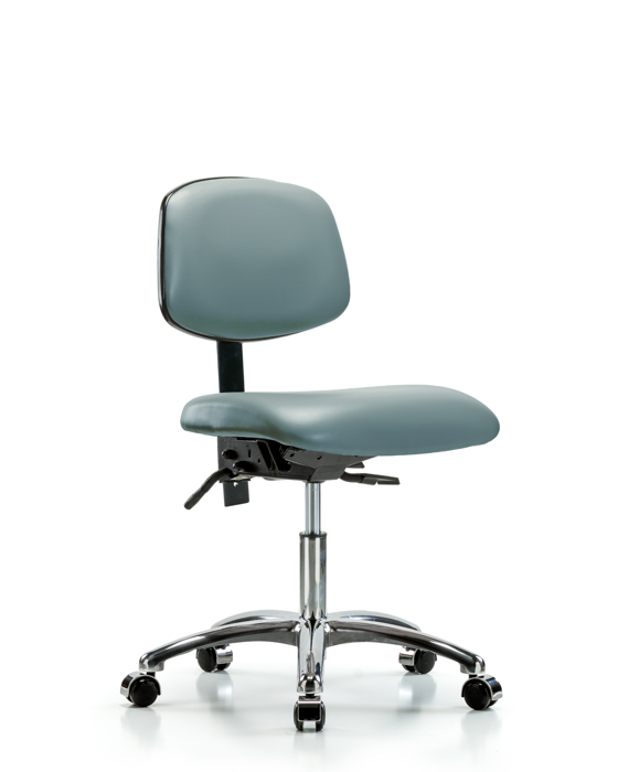 Blue Ridge Ergonomics VDHCH-CR-T1-A0-CC-8822 Rutledge Vinyl Chair Chrome - Desk Height with Seat Tilt & Casters in Storm Supernova™ Vinyl
