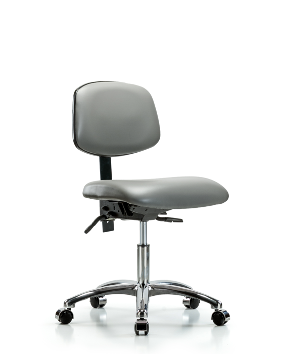 Blue Ridge Ergonomics VDHCH-CR-T1-A0-CC-8840 Rutledge Vinyl Chair Chrome - Desk Height with Seat Tilt & Casters in Sterling Supernova™ Vinyl