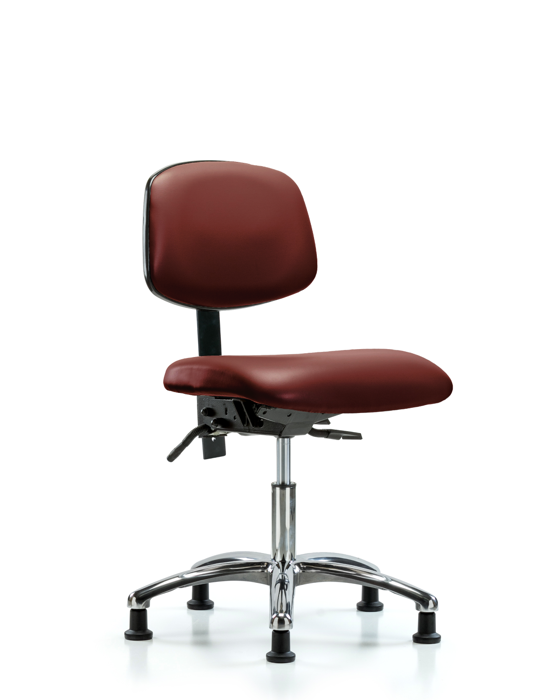 Blue Ridge Ergonomics VDHCH-CR-T1-A0-RG-8815 Rutledge Vinyl Chair Chrome - Desk Height with Seat Tilt & Stationary Glides in Borscht Supernova™ Vinyl
