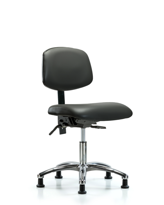 Blue Ridge Ergonomics VDHCH-CR-T1-A0-RG-8823 Rutledge Vinyl Chair Chrome - Desk Height with Seat Tilt & Stationary Glides in Carbon Supernova™ Vinyl