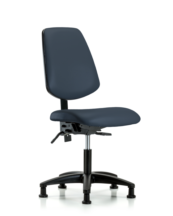 Blue Ridge Ergonomics VDHCH-MB-RG-T0-A0-RG-8582 Rutledge Vinyl Chair - Desk Height with Medium Back & Stationary Glides in Imperial Blue Trailblazer™ Vinyl