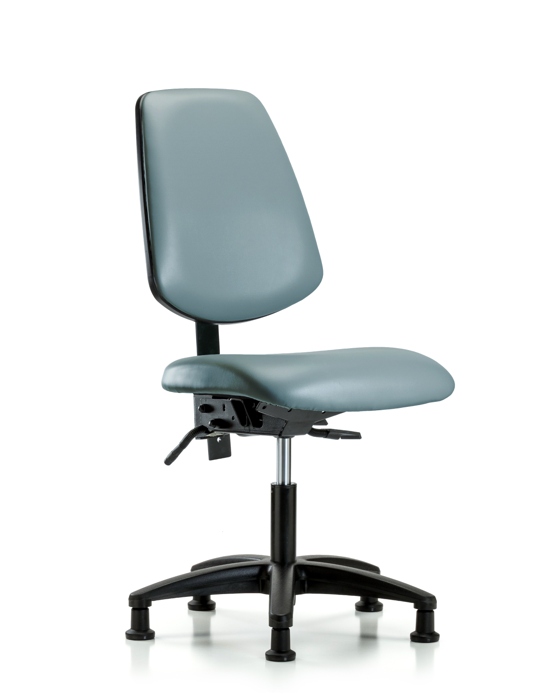 Blue Ridge Ergonomics VDHCH-MB-RG-T0-A0-RG-8822 Rutledge Vinyl Chair - Desk Height with Medium Back & Stationary Glides in Storm Supernova™ Vinyl