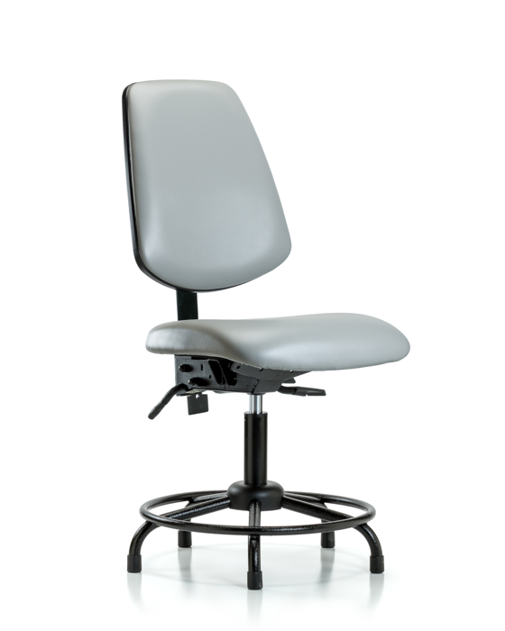 Blue Ridge Ergonomics VDHCH-MB-RT-T0-A0-RG-8567 Rutledge Vinyl Chair - Desk Height with Round Tube Base, Medium Back, & Stationary Glides in Dove Trailblazer™ Vinyl