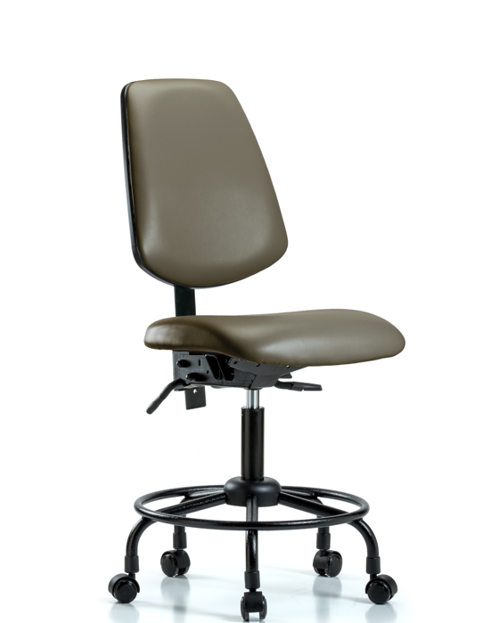Blue Ridge Ergonomics VDHCH-MB-RT-T1-A0-RC-8809 Rutledge Vinyl Chair - Desk Height with Round Tube Base, Medium Back, Seat Tilt, & Casters in Taupe Supernova™ Vinyl