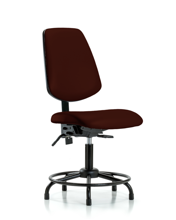 Blue Ridge Ergonomics VDHCH-MB-RT-T1-A0-RG-8569 Rutledge Vinyl Chair - Desk Height with Round Tube Base, Medium Back, Seat Tilt, & Stationary Glides in Burgundy Trailblazer™ Vinyl