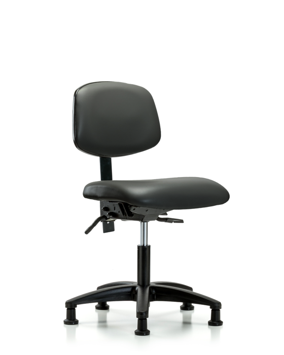 Blue Ridge Ergonomics VDHCH-RG-T0-A0-RG-8823 Rutledge Vinyl Chair - Desk Height with Stationary Glides in Carbon Supernova™ Vinyl