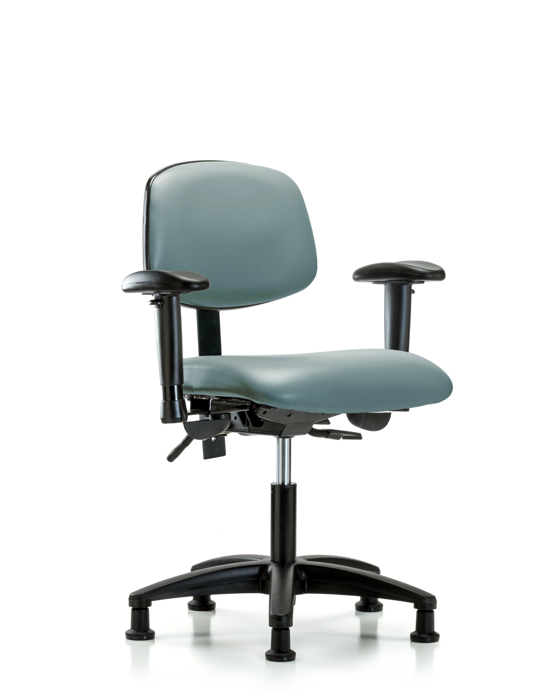 Blue Ridge Ergonomics VDHCH-RG-T0-A1-RG-8822 Rutledge Vinyl Chair - Desk Height with Adjustable Arms & Stationary Glides in Storm Supernova™ Vinyl