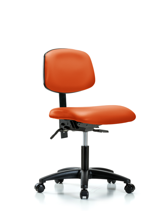 Blue Ridge Ergonomics VDHCH-RG-T1-A0-RC-8613 Rutledge Vinyl Chair - Desk Height with Seat Tilt & Casters in Orange Kist Trailblazer™ Vinyl