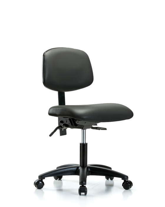 Blue Ridge Ergonomics VDHCH-RG-T1-A0-RC-8823 Rutledge Vinyl Chair - Desk Height with Seat Tilt & Casters in Carbon Supernova™ Vinyl
