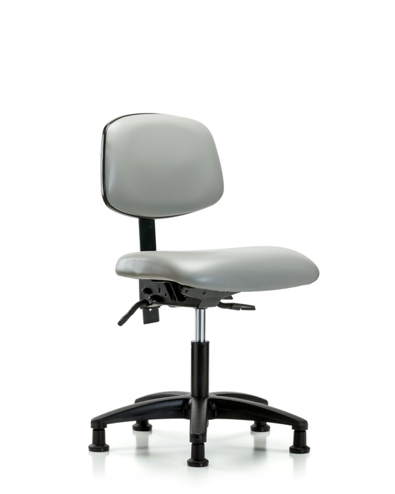 Blue Ridge Ergonomics VDHCH-RG-T1-A0-RG-8567 Rutledge Vinyl Chair - Desk Height with Seat Tilt & Stationary Glides in Dove Trailblazer™ Vinyl