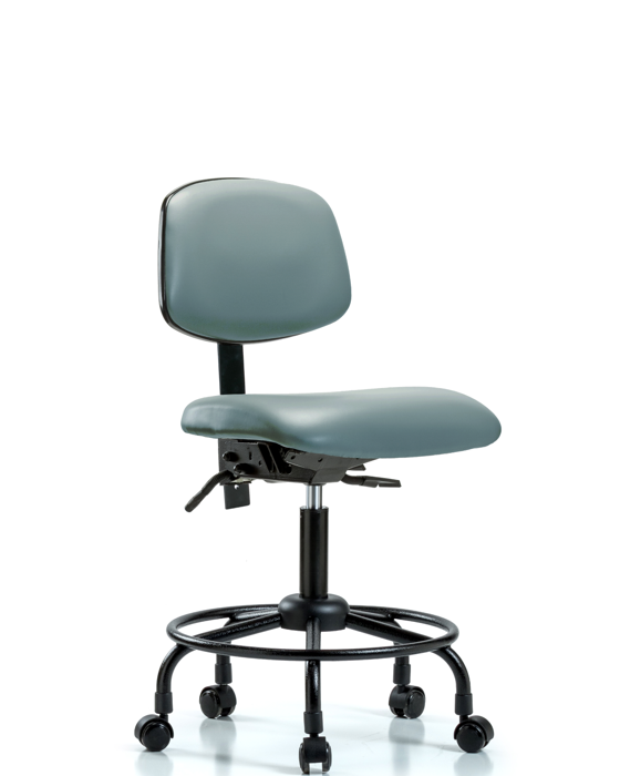 Blue Ridge Ergonomics VDHCH-RT-T0-A0-RC-8822 Rutledge Vinyl Chair - Desk Height with Round Tube Base & Casters in Storm Supernova™ Vinyl