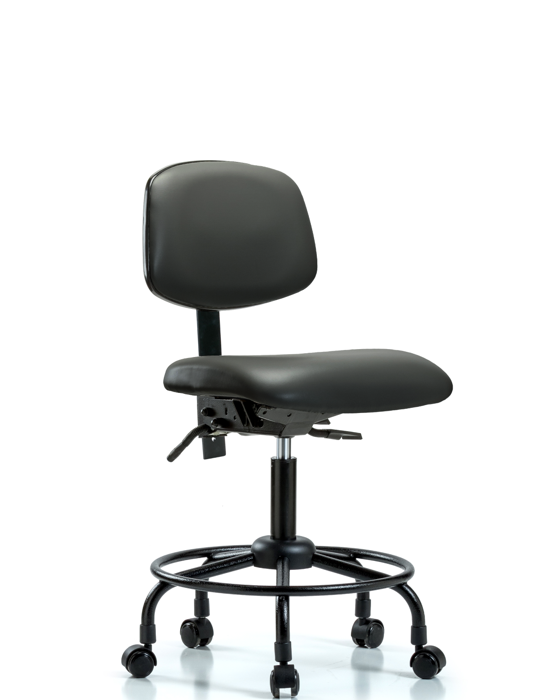 Blue Ridge Ergonomics VDHCH-RT-T0-A0-RC-8823 Rutledge Vinyl Chair - Desk Height with Round Tube Base & Casters in Carbon Supernova™ Vinyl