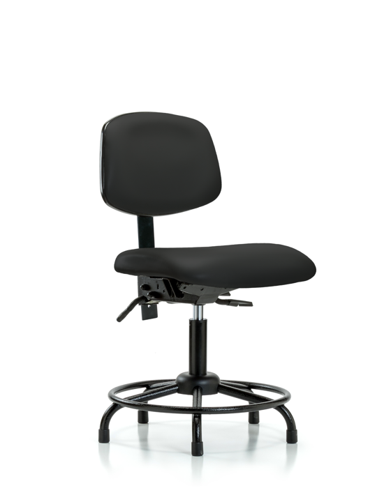 Blue Ridge Ergonomics VDHCH-RT-T0-A0-RG-8540 Rutledge Vinyl Chair - Desk Height with Round Tube Base & Stationary Glides in Black Trailblazer™ Vinyl