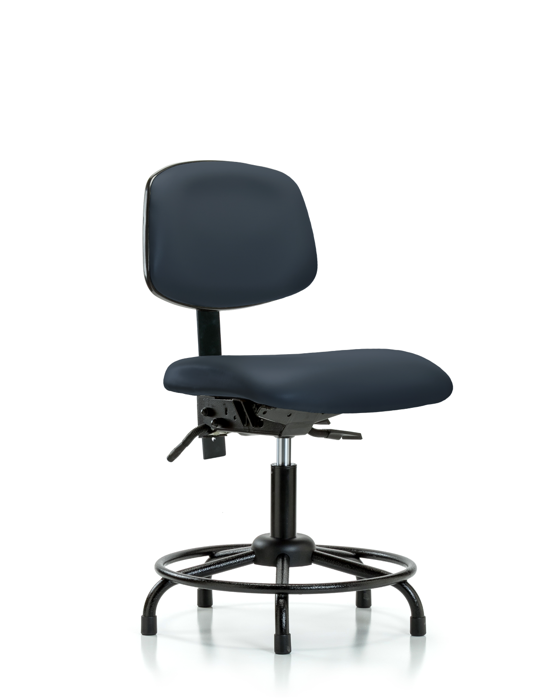 Blue Ridge Ergonomics VDHCH-RT-T0-A0-RG-8582 Rutledge Vinyl Chair - Desk Height with Round Tube Base & Stationary Glides in Imperial Blue Trailblazer™ Vinyl
