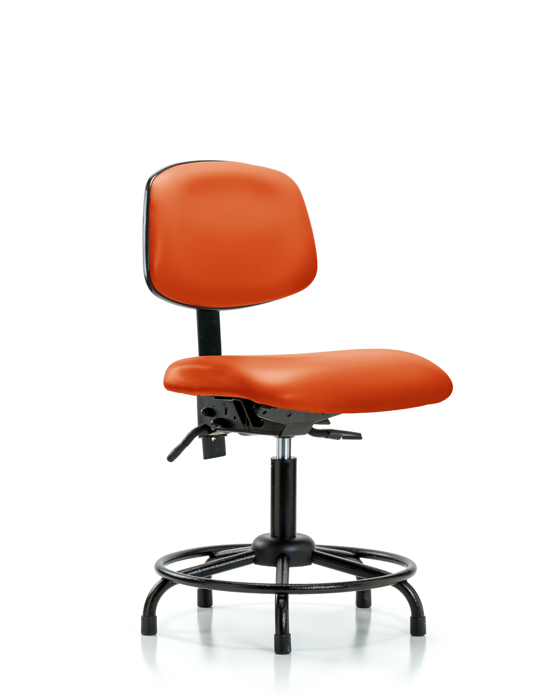 Blue Ridge Ergonomics VDHCH-RT-T0-A0-RG-8613 Rutledge Vinyl Chair - Desk Height with Round Tube Base & Stationary Glides in Orange Kist Trailblazer™ Vinyl