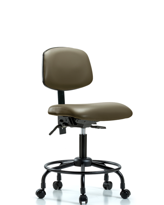 Blue Ridge Ergonomics VDHCH-RT-T1-A0-RC-8809 Rutledge Vinyl Chair - Desk Height with Round Tube Base, Seat Tilt, & Casters in Taupe Supernova™ Vinyl