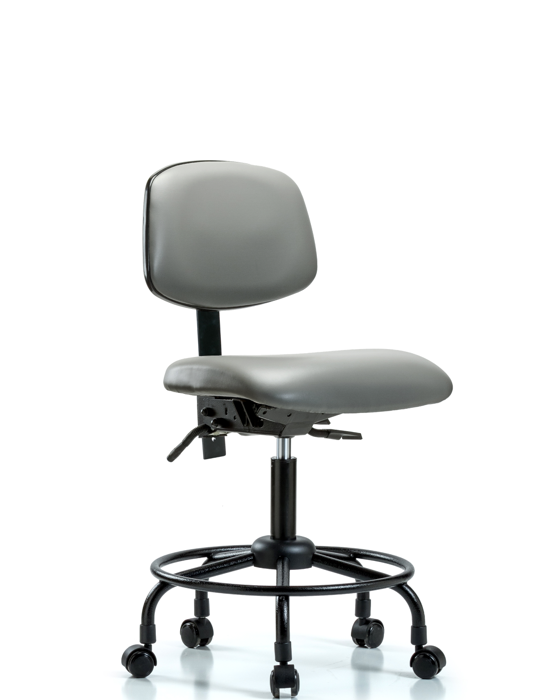 Blue Ridge Ergonomics VDHCH-RT-T1-A0-RC-8840 Rutledge Vinyl Chair - Desk Height with Round Tube Base, Seat Tilt, & Casters in Sterling Supernova™ Vinyl