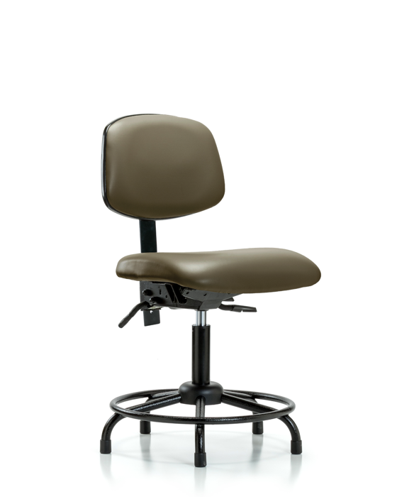 Blue Ridge Ergonomics VDHCH-RT-T1-A0-RG-8809 Rutledge Vinyl Chair - Desk Height with Round Tube Base, Seat Tilt, & Stationary Glides in Taupe Supernova™ Vinyl