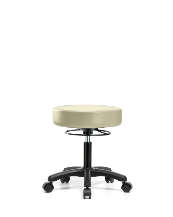 Blue Ridge Ergonomics VDHMS-RG-RC-8501 Vinyl Mini-Stool - Desk Height with Casters in Adobe White Trailblazer™ Vinyl
