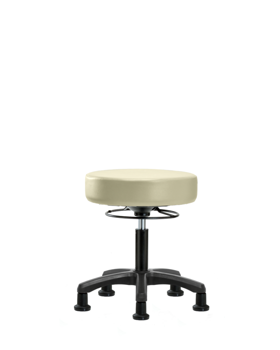 Blue Ridge Ergonomics VDHMS-RG-RG-8501 Vinyl Mini-Stool - Desk Height with Stationary Glides in Adobe White Trailblazer™ Vinyl