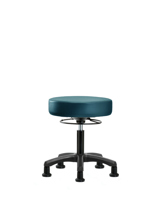 Blue Ridge Ergonomics VDHMS-RG-RG-8801 Vinyl Mini-Stool - Desk Height with Stationary Glides in Marine Blue Supernova™ Vinyl