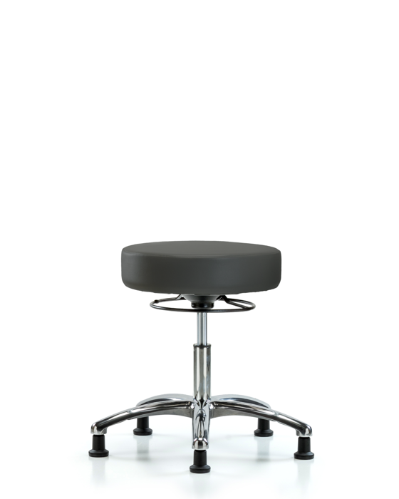 Blue Ridge Ergonomics VDHSO-CR-RG-8605 Rutledge Vinyl Stool without Back Chrome - Desk Height with Stationary Glides in Charcoal Trailblazer™ Vinyl