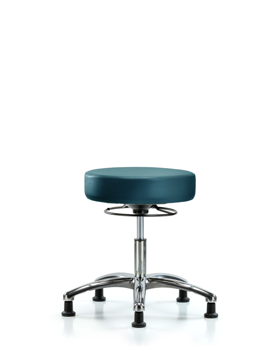 Blue Ridge Ergonomics VDHSO-CR-RG-8801 Rutledge Vinyl Stool without Back Chrome - Desk Height with Stationary Glides in Marine Blue Supernova™ Vinyl