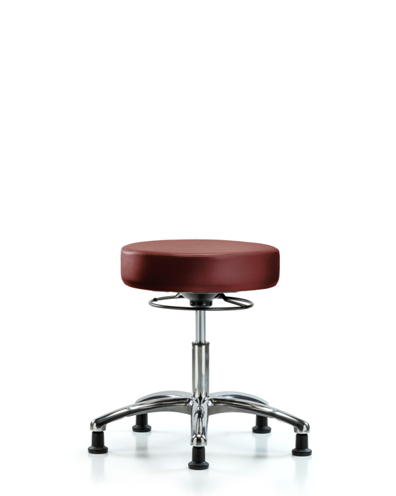 Blue Ridge Ergonomics VDHSO-CR-RG-8815 Rutledge Vinyl Stool without Back Chrome - Desk Height with Stationary Glides in Borscht Supernova™ Vinyl