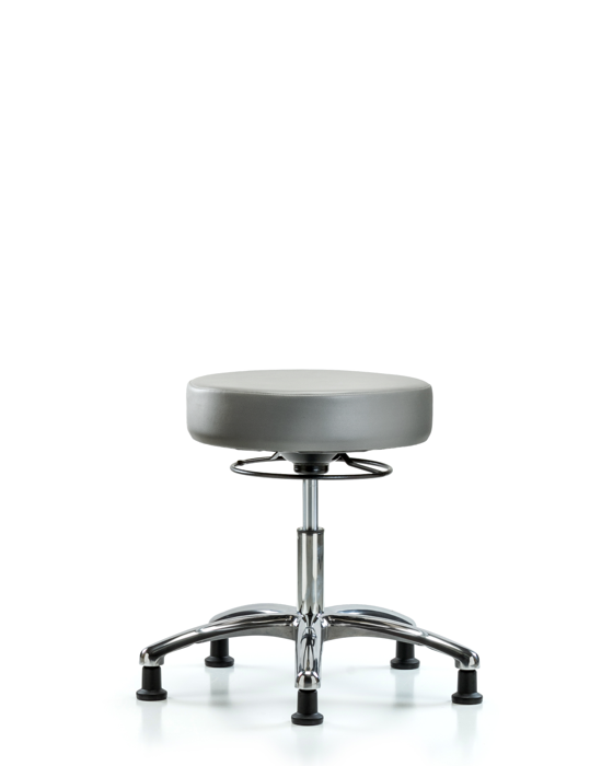 Blue Ridge Ergonomics VDHSO-CR-RG-8840 Rutledge Vinyl Stool without Back Chrome - Desk Height with Stationary Glides in Sterling Supernova™ Vinyl