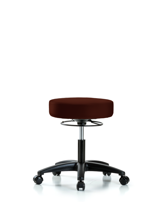 Blue Ridge Ergonomics VDHSO-RG-RC-8569 Rutledge Vinyl Stool without Back - Desk Height with Casters in Burgundy Trailblazer™ Vinyl