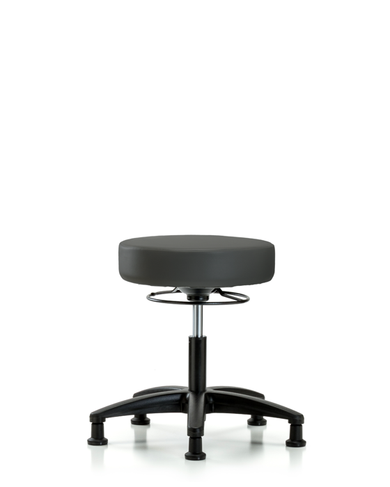 Blue Ridge Ergonomics VDHSO-RG-RG-8605 Rutledge Vinyl Stool without Back - Desk Height with Stationary Glides in Charcoal Trailblazer™ Vinyl