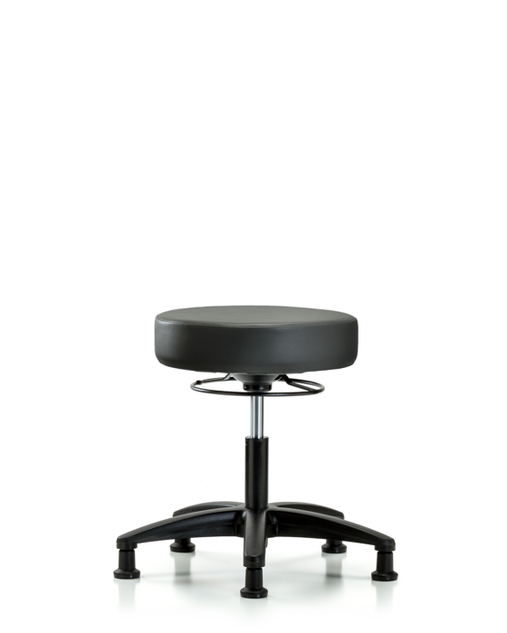 Blue Ridge Ergonomics VDHSO-RG-RG-8823 Rutledge Vinyl Stool without Back - Desk Height with Stationary Glides in Carbon Supernova™ Vinyl