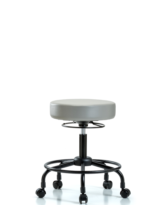 Blue Ridge Ergonomics VDHSO-RT-RC-8567 Rutledge Vinyl Stool without Back - Desk Height with Round Tube Base & Casters in Dove Trailblazer™ Vinyl
