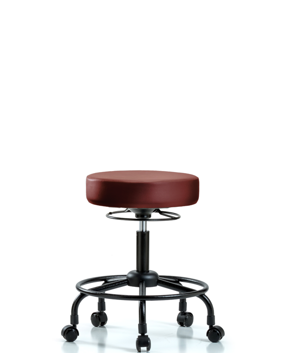 Blue Ridge Ergonomics VDHSO-RT-RC-8815 Rutledge Vinyl Stool without Back - Desk Height with Round Tube Base & Casters in Borscht Supernova™ Vinyl