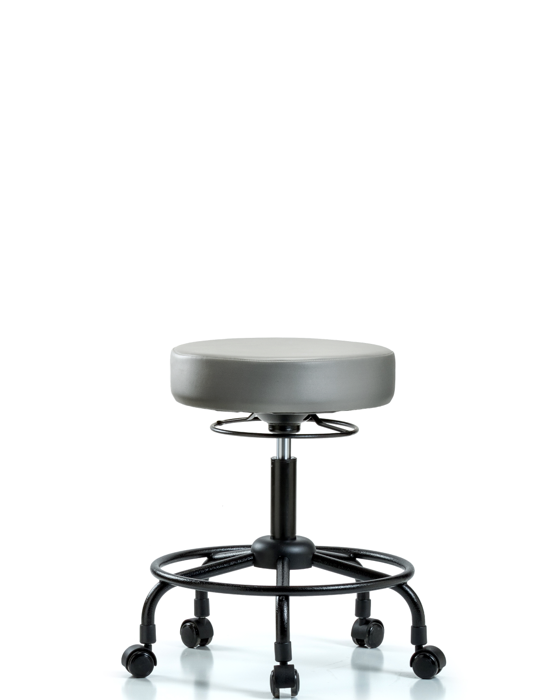 Blue Ridge Ergonomics VDHSO-RT-RC-8840 Rutledge Vinyl Stool without Back - Desk Height with Round Tube Base & Casters in Sterling Supernova™ Vinyl