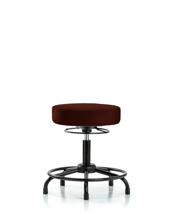 Blue Ridge Ergonomics VDHSO-RT-RG-8569 Rutledge Vinyl Stool without Back - Desk Height with Round Tube Base & Stationary Glides in Burgundy Trailblazer™ Vinyl