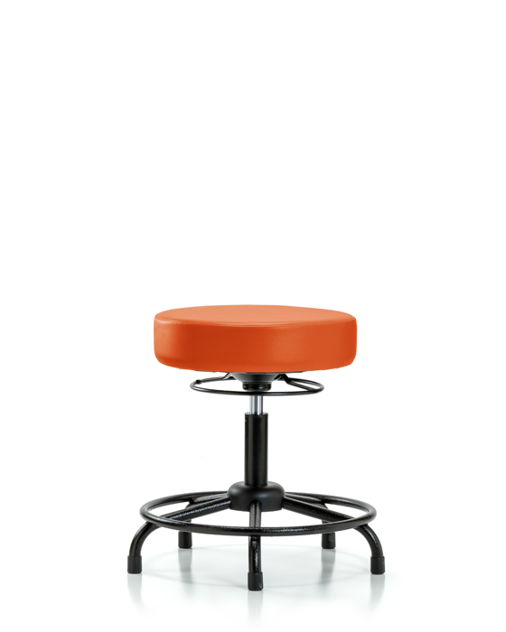 Blue Ridge Ergonomics VDHSO-RT-RG-8613 Rutledge Vinyl Stool without Back - Desk Height with Round Tube Base & Stationary Glides in Orange Kist Trailblazer™ Vinyl