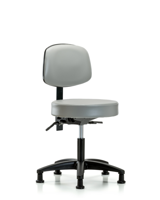 Blue Ridge Ergonomics VDHST-RG-T0-RG-8840 Rutledge Vinyl Stool with Back - Desk Height with Stationary Glides in Sterling Supernova™ Vinyl