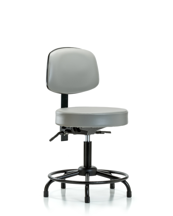 Blue Ridge Ergonomics VDHST-RT-T0-RG-8840 Rutledge Vinyl Stool with Back - Desk Height with Round Tube Base & Stationary Glides in Sterling Supernova™ Vinyl
