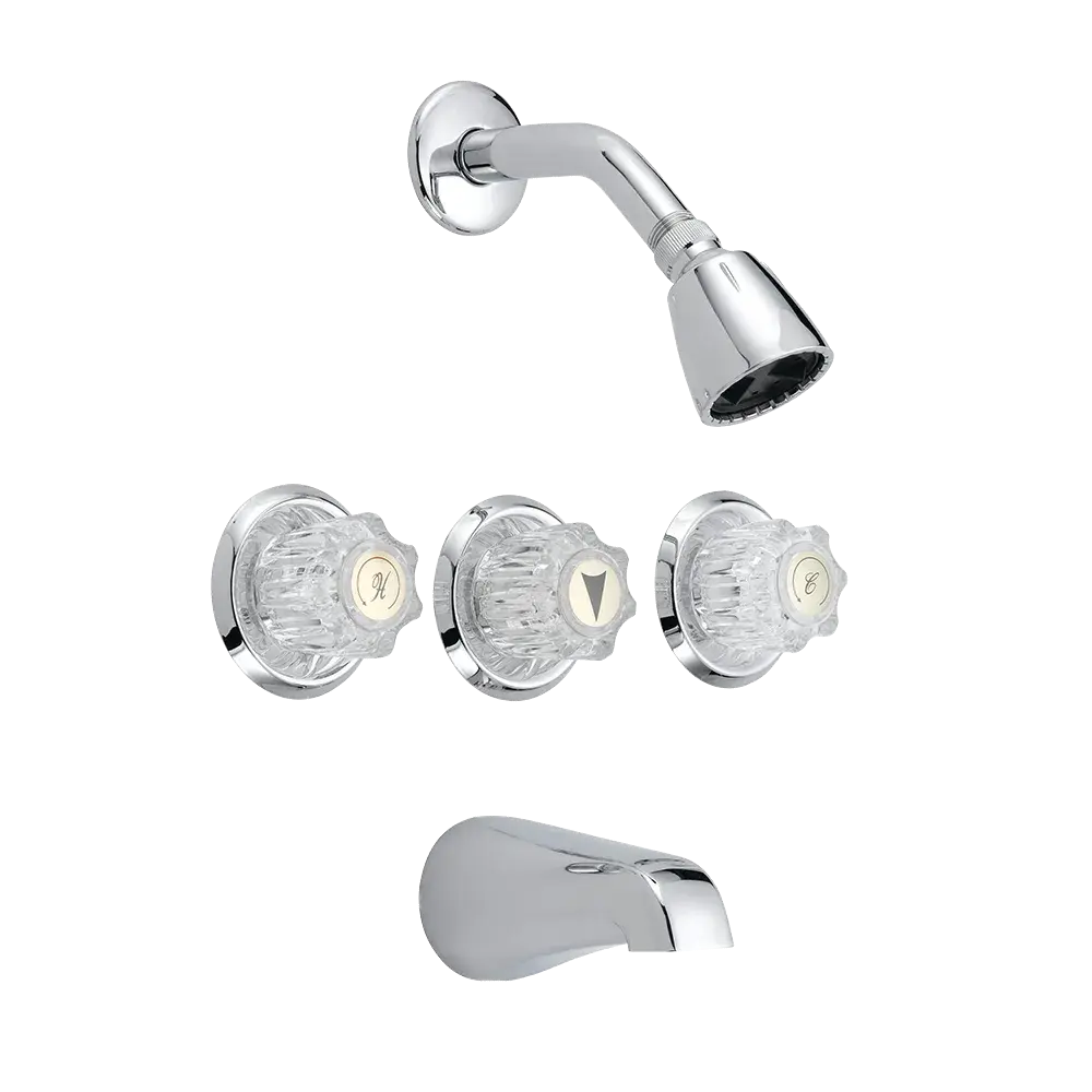 Matco-Norca VE-872C Value Engineered Three Handle Tub & Shower Trim, Slip on Spout, Chrome